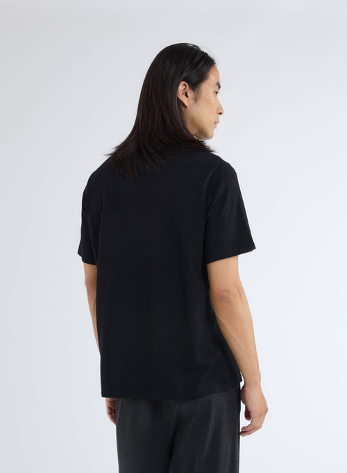 Black Round Neck Short Sleeve T-shirt - MAJESTIC FILATURES