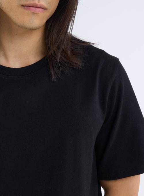 Black Round Neck Short Sleeve T-shirt - MAJESTIC FILATURES