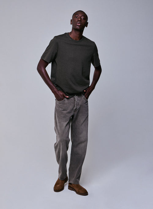 Green Round Neck Short Sleeve T-Shirt in Organic Cotton - MAJESTIC FILATURES