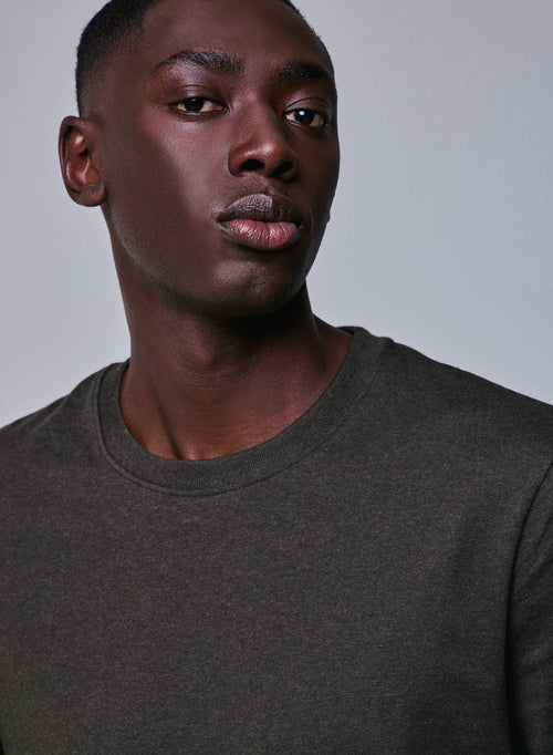 Green Round Neck Short Sleeve T-Shirt in Organic Cotton - MAJESTIC FILATURES