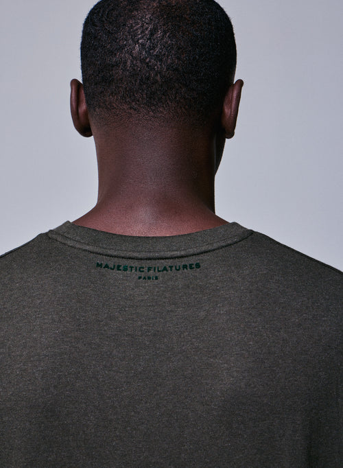Green Round Neck Short Sleeve T-Shirt in Organic Cotton - MAJESTIC FILATURES