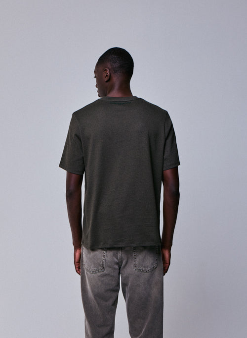 Green Round Neck Short Sleeve T-Shirt in Organic Cotton - MAJESTIC FILATURES