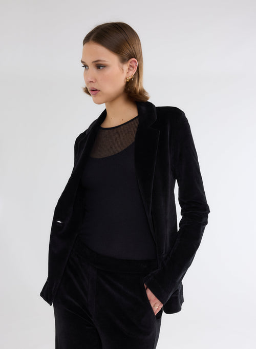 Black Round Neck Long Sleeve T-shirt in Micro Modal and Cashmere - MAJESTIC FILATURES