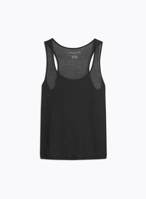 Camiseta de tirantes negra con cuello en U de micromodal y cachemira - MAJESTIC FILATURES