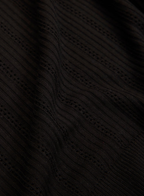 Schwarzes Kurzarm-T-Shirt mit V-Ausschnitt aus LYOCELL / TENCEL - MAJESTIC FILATURES