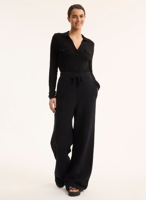 Black organic cotton trousers - MAJESTIC FILATURES