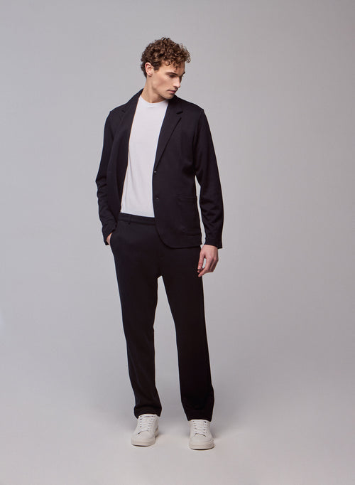 Black V-neck Jacket Long Sleeve in Lyocell / Tencel / Organic Cotton - MAJESTIC FILATURES