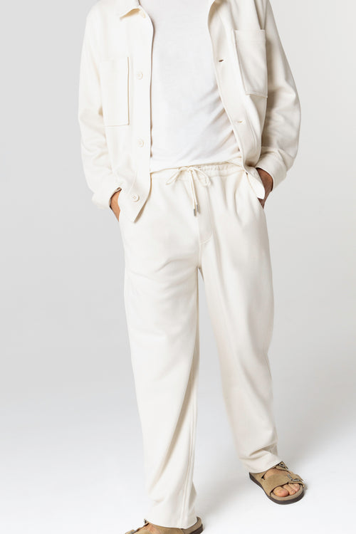 Jacke mit V-Ausschnitt und langen Ärmeln aus Lyocel, Tencel / Bio-Baumwolle in Weiß - MAJESTIC FILATURES