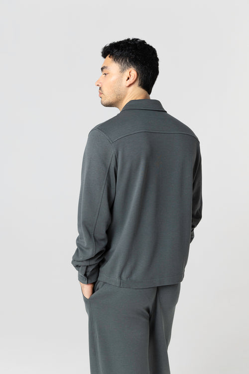 Veste Gris foncé Col Veste Manches Longues en Lyocel, Tencel / Coton organique - MAJESTIC FILATURES