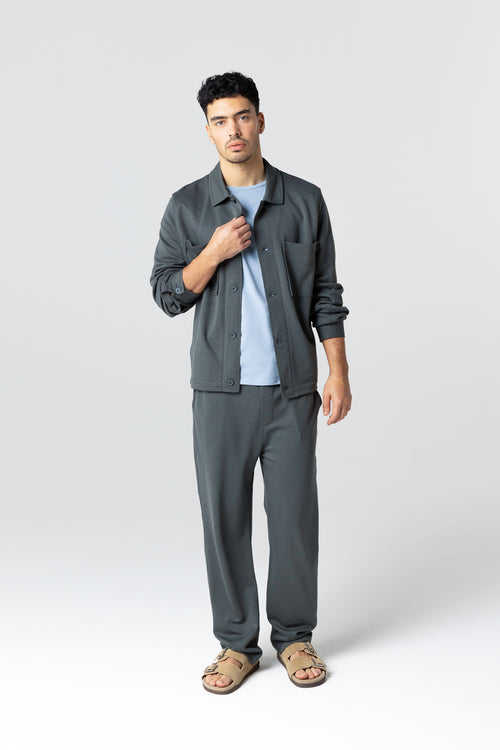 Veste Gris foncé Col Veste Manches Longues en Lyocel, Tencel / Coton organique - MAJESTIC FILATURES