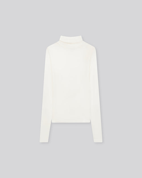 Camiseta blanca de cuello alto de manga larga en viscosa / cachemira - MAJESTIC FILATURES