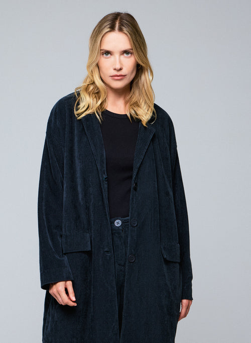 Manteau Gris Veste Manches Longues en Coton Organique / Polyester - MAJESTIC FILATURES