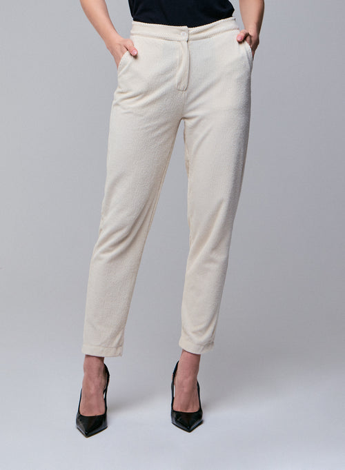 White pants in organic cotton / polyester - MAJESTIC FILATURES