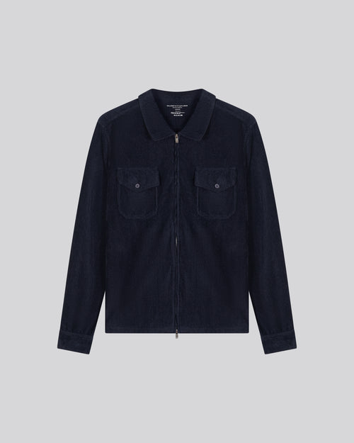 Navy Shirt Long Sleeve Shirt in Organic Cotton / Polyester - MAJESTIC FILATURES