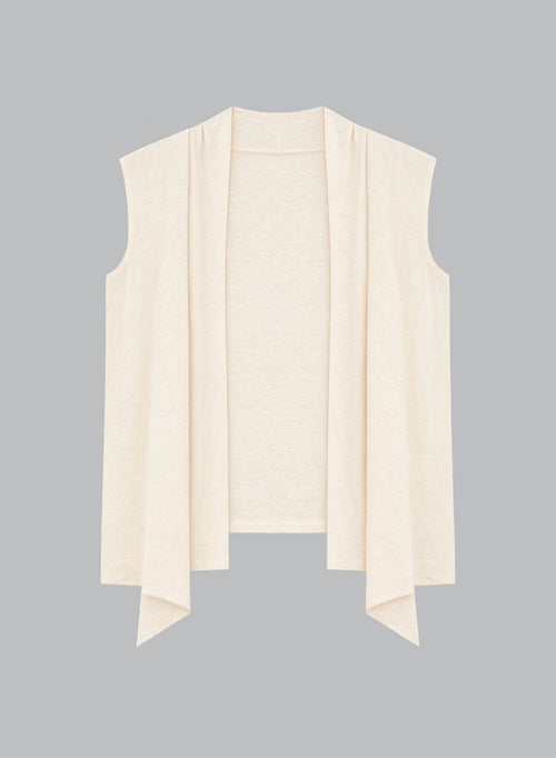 Milk Sleeveless Shawl-Neck Cashmere Cardigan - MAJESTIC FILATURES