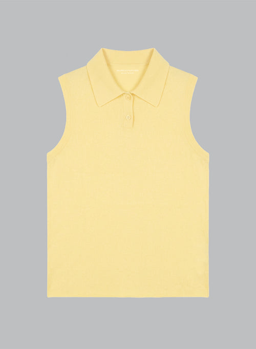 Yellow Sleeveless Cashmere Polo - MAJESTIC FILATURES