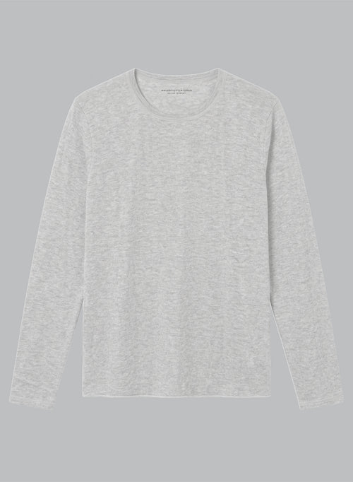 Camiseta gris de cuello redondo y manga larga de cachemira - MAJESTIC FILATURES