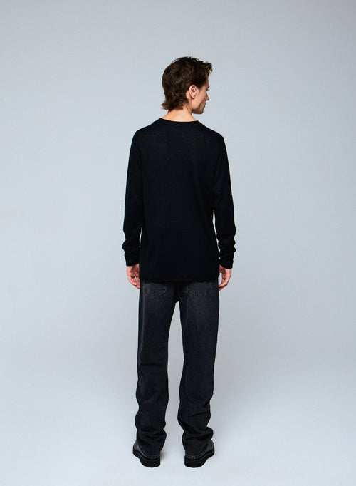 Black Round Neck Short Sleeve Cashmere T-Shirt - MAJESTIC FILATURES