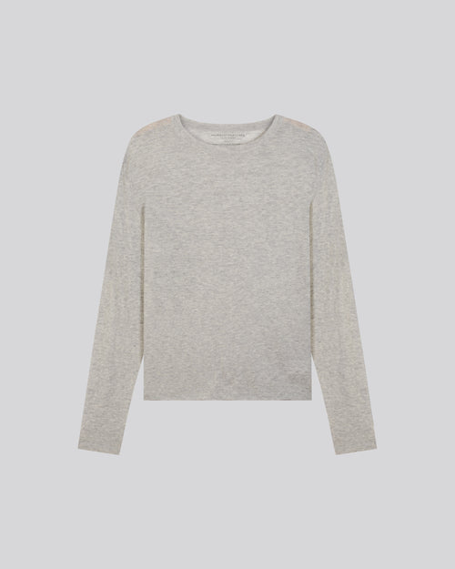 Graues Kaschmir-T-Shirt mit Rundhalsausschnitt und kurzen Ärmeln - MAJESTIC FILATURES