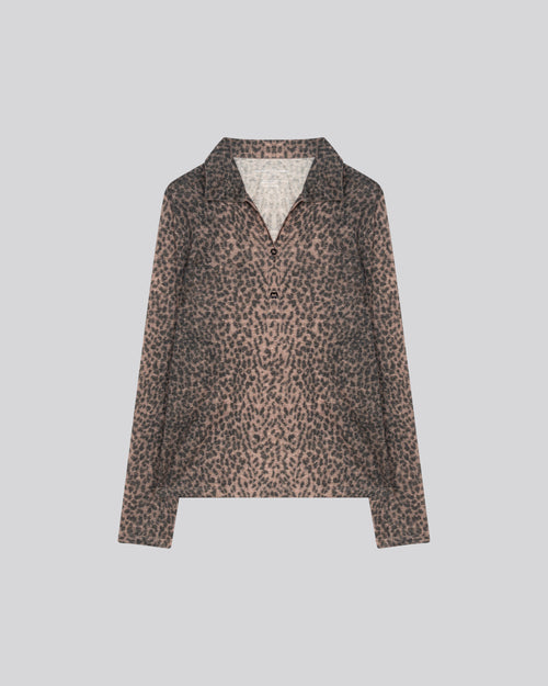 Rosa Poloshirt Langarm Polo aus Baumwolle / Kaschmir - MAJESTIC FILATURES