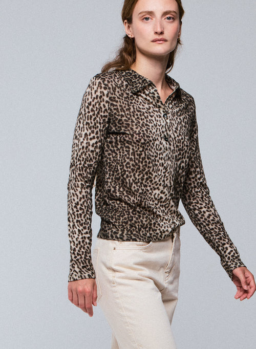 Polo Beige Polo Manches Longues en Coton / Cachemire - MAJESTIC FILATURES