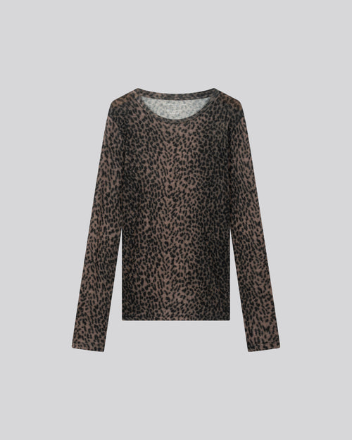 Camiseta de manga larga rosa con cuello redondo en algodón orgánico / cachemir - MAJESTIC FILATURES