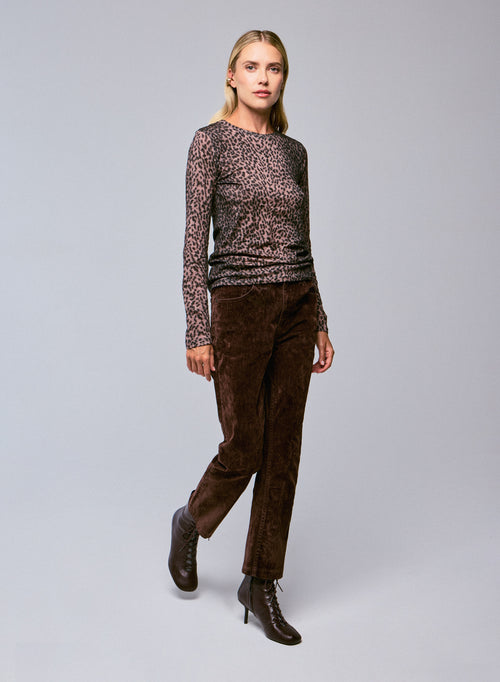 Pink Round Neck Long Sleeve T-shirt in Organic Cotton / Cashmere - MAJESTIC FILATURES