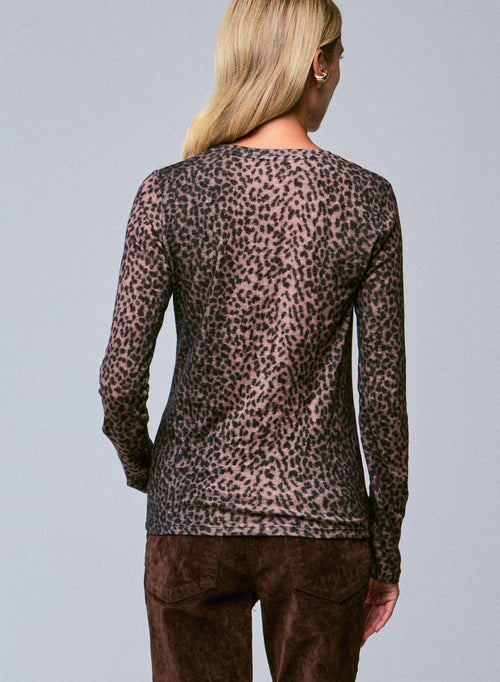 Pink Round Neck Long Sleeve T-shirt in Organic Cotton / Cashmere - MAJESTIC FILATURES