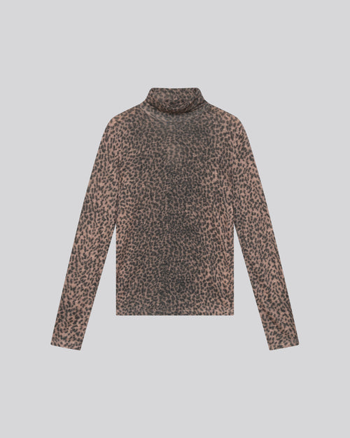 Pink Long Sleeve Turtleneck T-shirt in Organic Cotton / Cashmere - MAJESTIC FILATURES