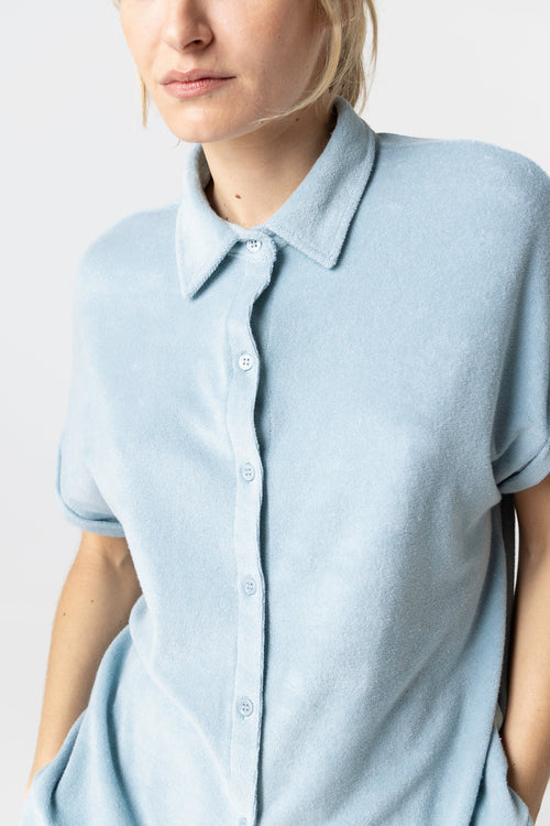 Light Blue Sleeveless Shirt in Organic Cotton / Polyamide - MAJESTIC FILATURES