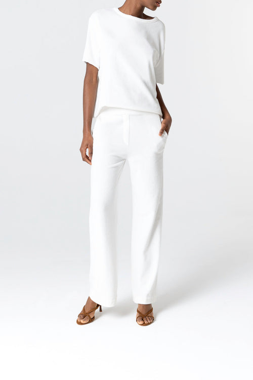 Hose aus Bio-Baumwolle/Polyamid in Weiß - MAJESTIC FILATURES