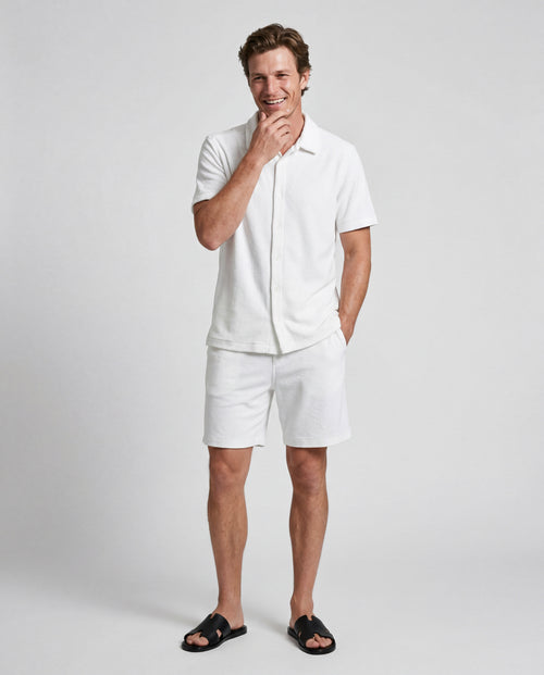 Chemise Blanche Manches Courtes en Coton Organique / Polyamide - MAJESTIC FILATURES