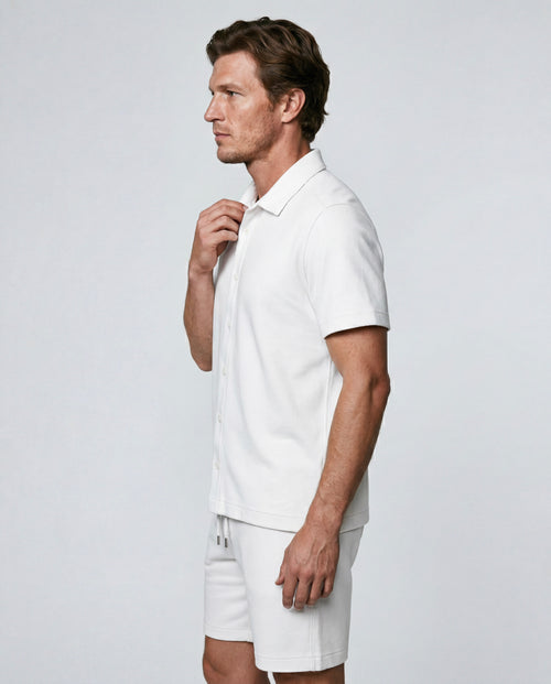 Chemise Blanche Manches Courtes en Coton Organique / Polyamide - MAJESTIC FILATURES
