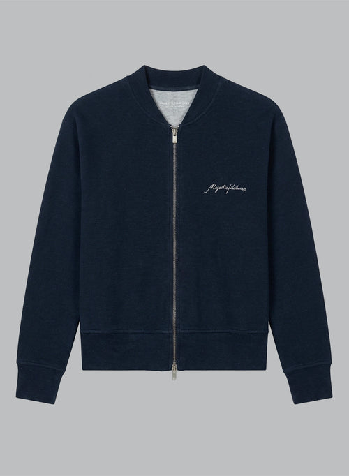 Chaqueta azul marino de manga larga de algodón/lino/algodón orgánico - MAJESTIC FILATURES