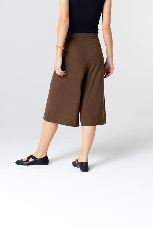 Shorts marron foncé en Coton / Lin - MAJESTIC FILATURES