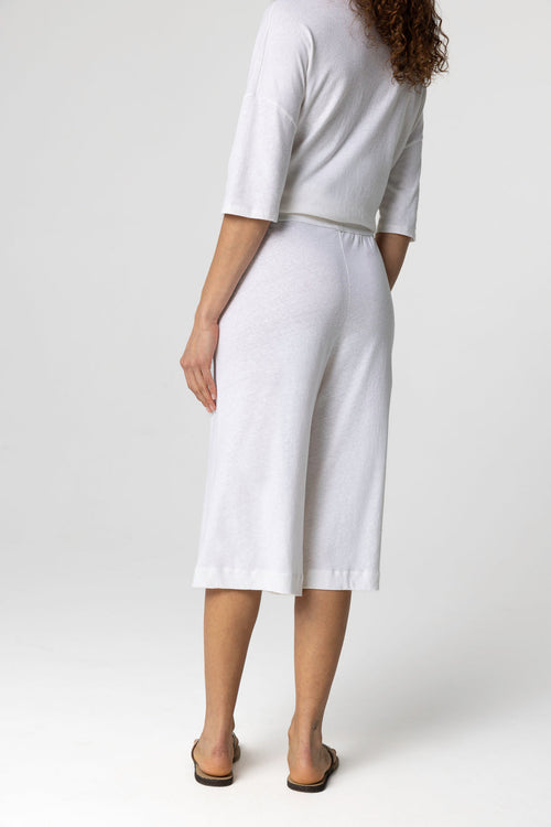 Shorts aus Baumwolle/Leinen in Milchweiß - MAJESTIC FILATURES