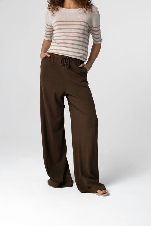 Hose aus Baumwolle/Leinen in Tonka - MAJESTIC FILATURES