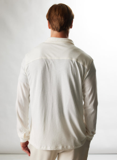 Chemise Blanc lait Manches Longues en Coton / Cachemire - MAJESTIC FILATURES