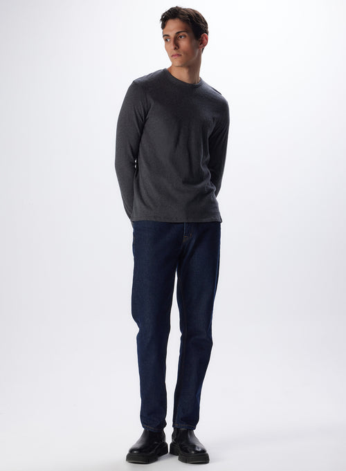 "Cotton / Cashmere Long Sleeve Round Neck T-Shirt" - MAJESTIC FILATURES