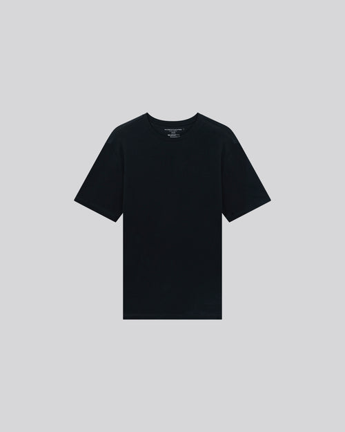 Schwarzes T-Shirt mit Rundhalsausschnitt und kurzen Ärmeln aus Baumwolle und Kaschmir - MAJESTIC FILATURES