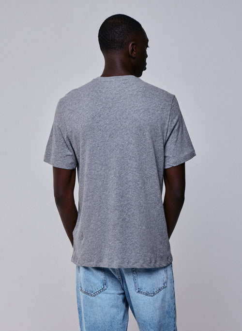 Camiseta gris de manga corta con cuello redondo en algodón / cachemir - MAJESTIC FILATURES