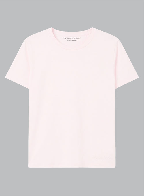 Pink Round-Neck Short-Sleeve Organic Cotton T-shirt  - MAJESTIC FILATURES