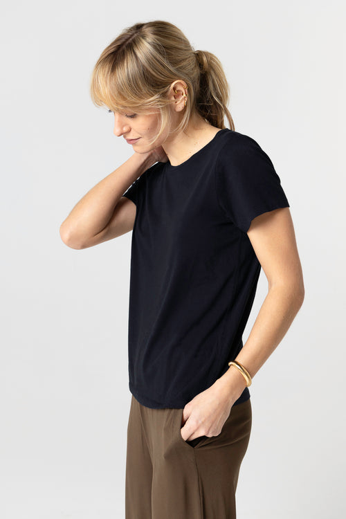Polly T-Shirt Rundhalsausschnitt kurze Ärmel aus Silk Touch Baumwolle - MAJESTIC FILATURES