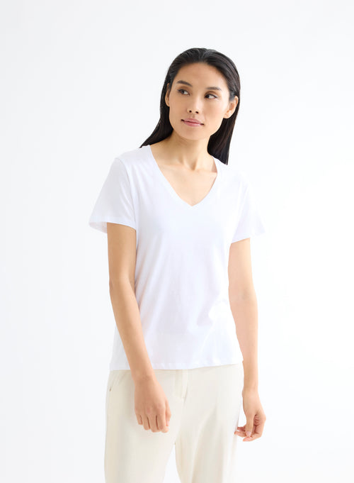 Patty Silk Touch Cotton V-neck T-shirt - MAJESTIC FILATURES