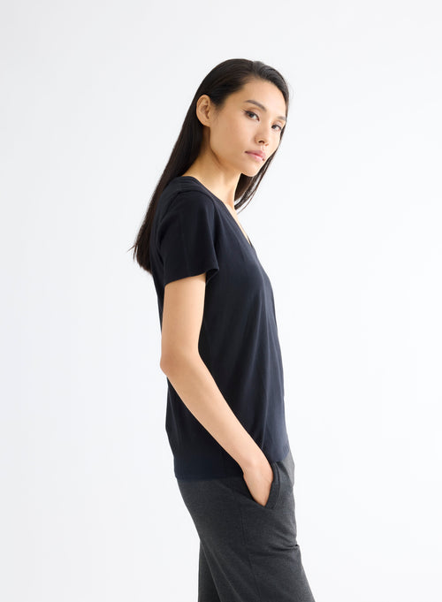 Patty Silk Touch Cotton V-neck T-shirt - MAJESTIC FILATURES