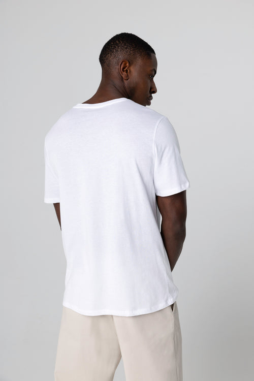 Patrice T-Shirt mit Rundhalsausschnitt und kurzen Ärmeln aus Baumwolle in Weiß - MAJESTIC FILATURES