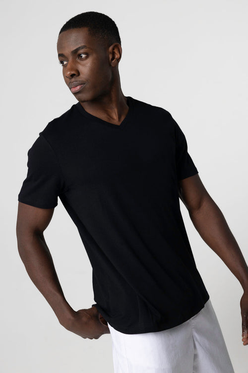 "Camiseta Paul cuello V manga corta de Algodón Silk Touch" - MAJESTIC FILATURES