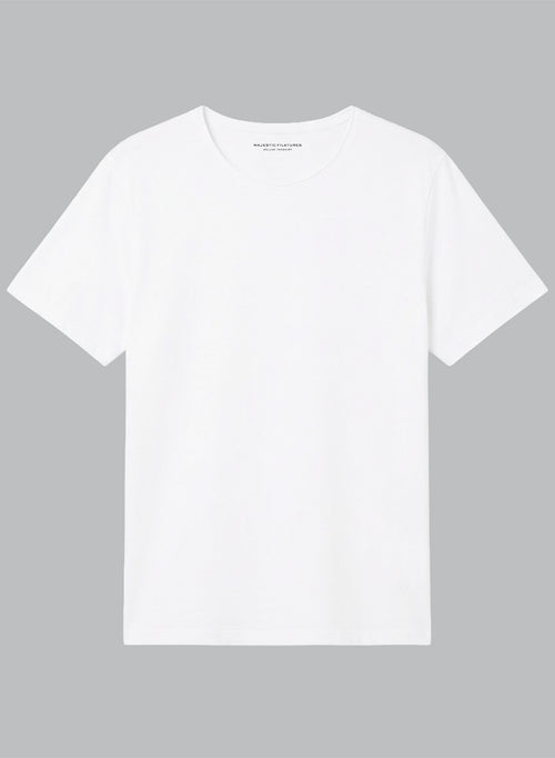 T-Shirt mit Rundhalsausschnitt und kurzen Ärmeln aus Bio-Baumwolle in Weiß - MAJESTIC FILATURES