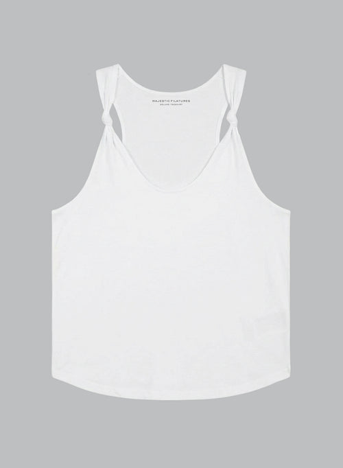 White Round-Neck Supima Cotton Tank Top - MAJESTIC FILATURES