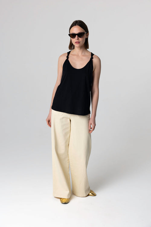 Black Round-Neck Supima Cotton Tank Top - MAJESTIC FILATURES